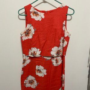 Orange and White Sheath Dress